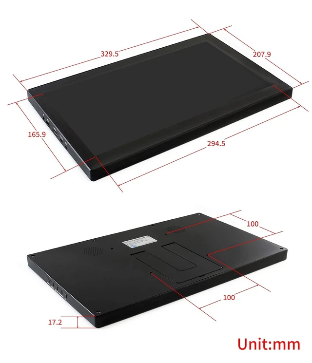 Alt view image 7 of 7 - 13.3inch Capacitive Touch Screen LCD V1, with Case and Toughened Glass Cover, 1920×1080, HDMI, IPS,