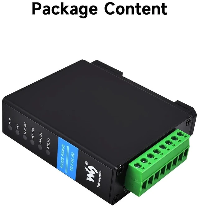Alt view image 2 of 7 - RS232 RS485 to RJ45 Ethernet Serial Server, RS232 and RS485 Dual Channels Independent Operation, Dual Ethernet Ports, Common Network Port