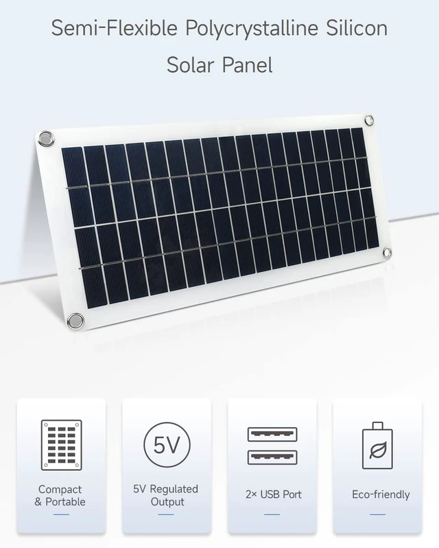 Alt view image 3 of 6 - Semi-Flexible Polycrystalline Silicon Solar Panel (18V 10W), Supports 5V Regulated Output
