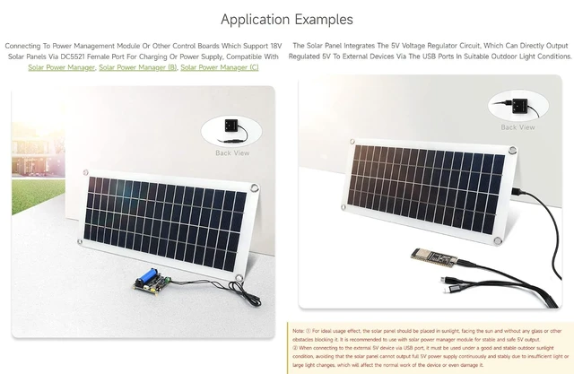 Alt view image 5 of 6 - Semi-Flexible Polycrystalline Silicon Solar Panel (18V 10W), Supports 5V Regulated Output