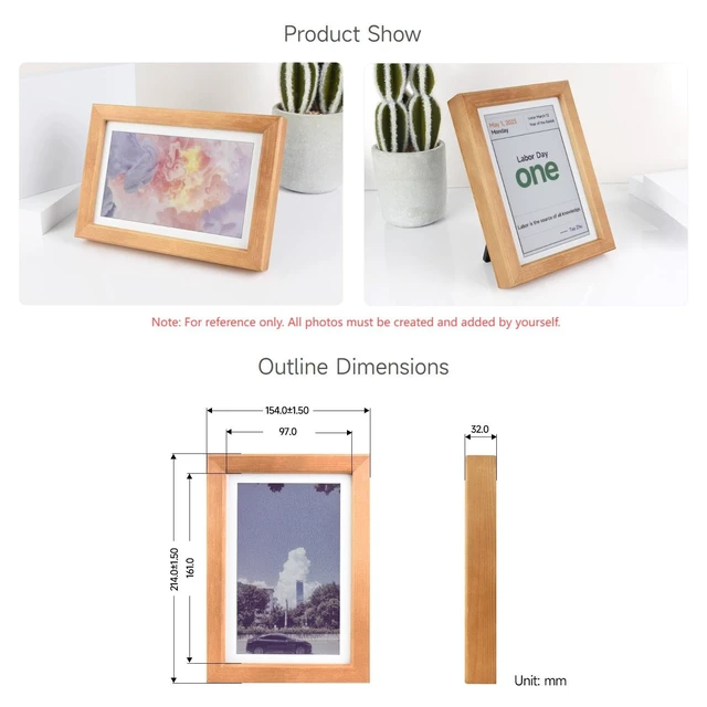 Alt view image 7 of 7 - 7.3inch ACeP 7-Color E-Paper with Solid Wood Photo Frame, Ultra-Long Standby, 800 × 480 Resolution, Batteries are Not Included