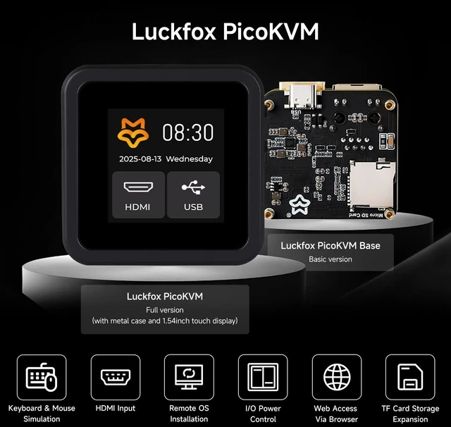 Alt view image 3 of 7 - Luckfox PicoKVM Lightweight IP KVM Remote Management Tool, Supports 1920 × 1080@60fps HDMI Video Input and HID Signal Output for Device Control