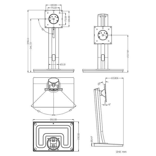 Alt view image 7 of 7 - VESA Desktop Monitor Stand for 21.5" ~ 27" Monitors, with 75 × 75/100 × 100 (mm) VESA Mounting Holes, Multi-Angle Adjustable, Weighted Base, and Ergonomic Design