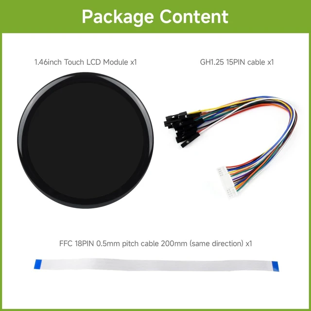 Alt view image 2 of 6 - 1.46inch Touch LCD Display Module, 412 × 412, SPD2010 Driver Chip