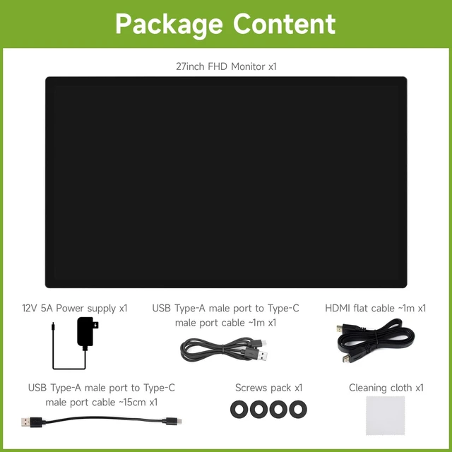 Alt view image 2 of 7 - 27inch Capacitive Touch Monitor, 1920×1080 Full HD, Optical Bonding Toughened Glass Panel, HDMI Display Interface, 10-Point Touch