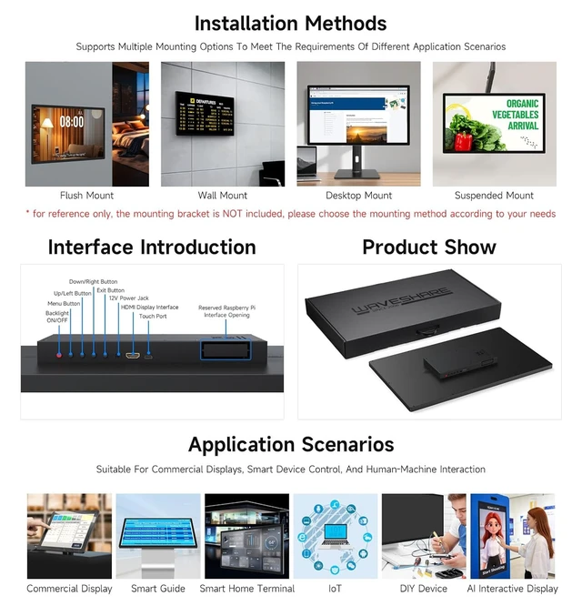 Alt view image 7 of 7 - 27inch Capacitive Touch Monitor, 1920×1080 Full HD, Optical Bonding Toughened Glass Panel, HDMI Display Interface, 10-Point Touch