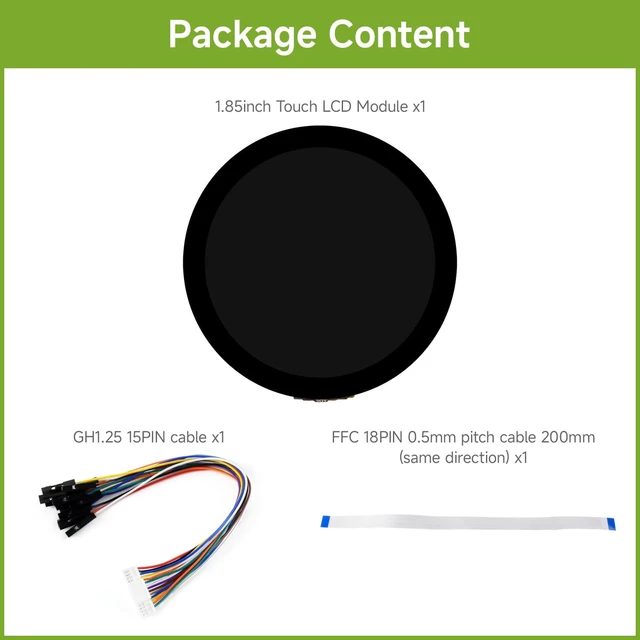 Alt view image 2 of 7 - 1.85inch Touch LCD Display Module, 360 × 360, 262K Color