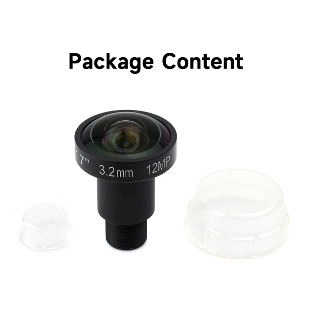 Alt view image 2 of 6 - M12 High Resolution Lens, 12MP, 160° FOV, 3.2mm Focal Length, Compatible with Raspberry Pi Camera M12