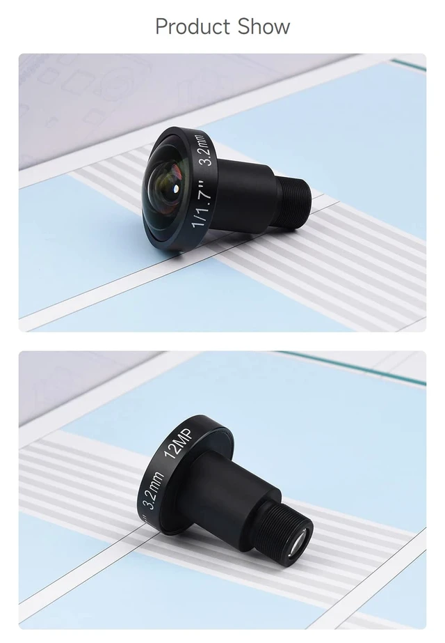 Alt view image 6 of 6 - M12 High Resolution Lens, 12MP, 160° FOV, 3.2mm Focal Length, Compatible with Raspberry Pi Camera M12