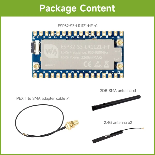 Alt view image 2 of 6 - ESP32-S3 LoRa Development Board, Integrates LR1121 Third-Generation RF Chip, Supports Sub-GHz/2.4GHz LoRa Wireless Communication, HF Version, 410~510MHz Frequency