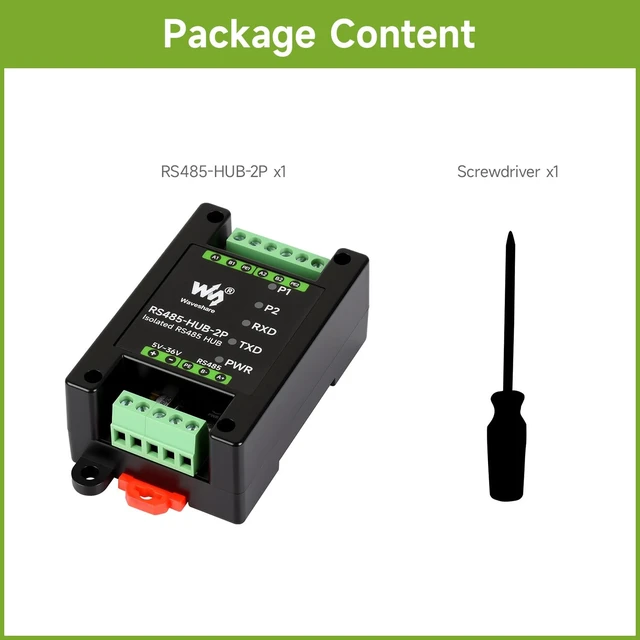 Alt view image 2 of 7 - Industrial-Grade Isolated 2-Channel RS485 Hub, Rail-Mount Support, Wide Baud Rate Range, Expands 2-ch RS485 Sub Ports Via 1-ch RS485 Master Port, with Isolation and Signal Relay