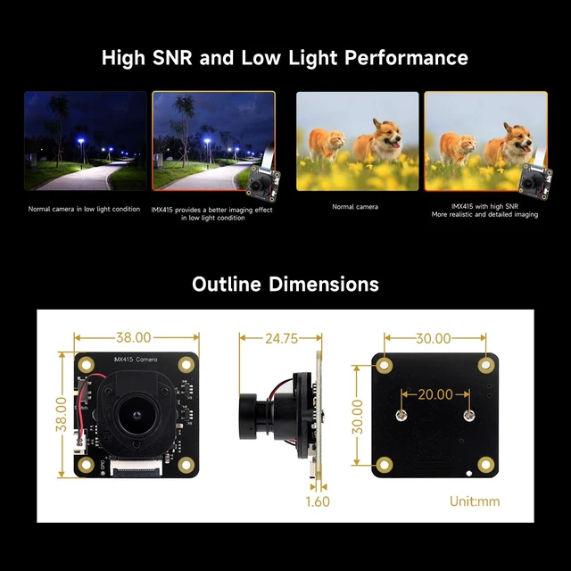 Alt view image 5 of 5 - IMX415 8MP Camera Module, Adopts IMX415 Sensor Chip with 98° Wide Angle Lens, Good Low Light Performance, and Low Distortion