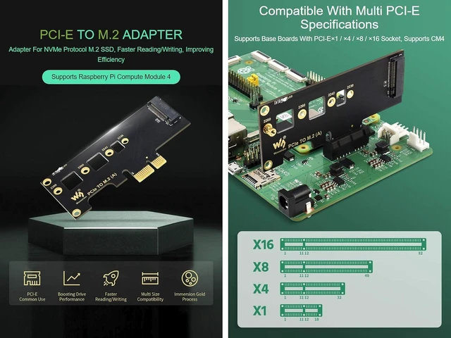Alt view image 2 of 4 - PCIe to M.2 Adapter Supports Raspberry Pi Compute Module 4 Adapter for NVMe Protocol M.2 SSD Faster Reading/Writing Improving Efficiency