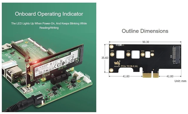 Alt view image 4 of 4 - PCIe to M.2 Adapter Supports Raspberry Pi Compute Module 4 Adapter for NVMe Protocol M.2 SSD Faster Reading/Writing Improving Efficiency
