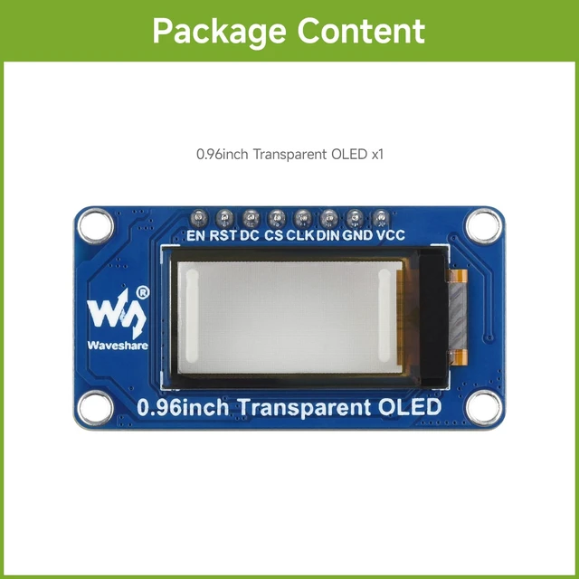 Alt view image 2 of 7 - 0.96inch Transparent OLED Display Module, 128 × 64, SPI/I2C