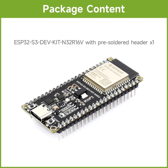 Alt view image 2 of 7 - ESP32-S3 Microcontroller, 2.4GHz Wi-Fi Development Board, 240MHz Dual Core Processor, ESP32-S3-WROOM Module,32MB Flash and 16MB PSRAM, with Pre-soldered Headers