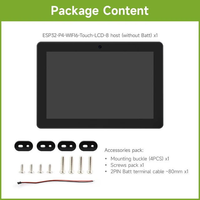 Alt view image 2 of 7 - ESP32-P4-WIFI6 8inch HMI All-in-One Touch Display Development Board, 10-Point Touch, 800 × 1280 Resolution, with Dual Microphones and Speaker, Supports Wi-Fi 6 and BLE 5, Without BAT