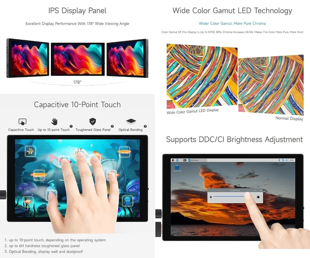 Alt view image 5 of 7 - 8inch Capacitive Touch Display, 1280×800 Resolution, Supports All Versions of Raspberry Pi, Supports Jetson Nano, VisionFive2, PC and Smartphone