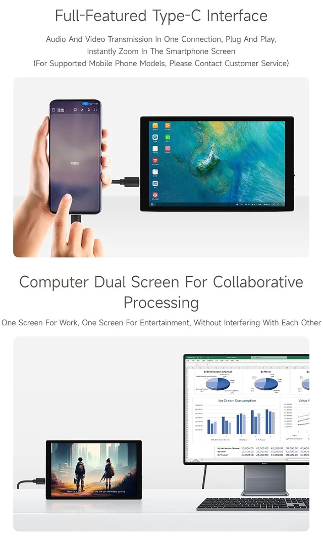 Alt view image 6 of 7 - 8inch Capacitive Touch Display, 1280×800 Resolution, Supports All Versions of Raspberry Pi, Supports Jetson Nano, VisionFive2, PC and Smartphone