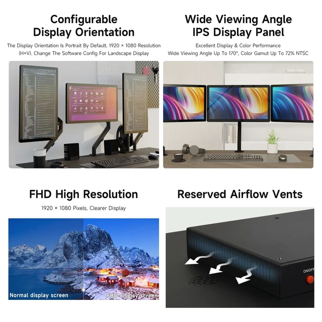 Alt view image 5 of 7 - 21.5inch Capacitive Touch Monitor, 1080×1920 Full HD, Compatible with Raspberry Pi/Jetson Nano/PC-Monitor Only