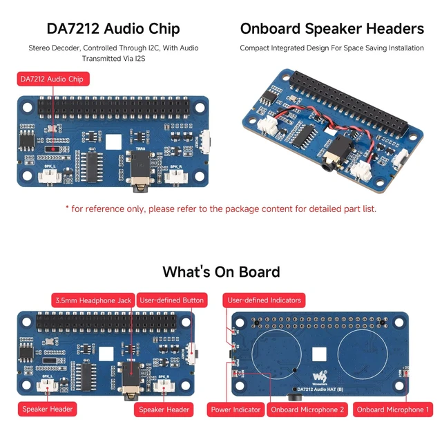 Alt view image 5 of 6 - DA7212 I2S Audio HAT Type B for RPi, Stereo encoding/decoding