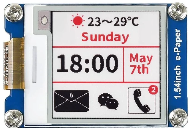 Main image of 1.54inch E-Ink Display Module Compatible with Raspberry Pi 5/4B/3B/Zero/Zero W/Zero 2W/Pico/Pico W/Pico WH, 200x200 Resolution Three-Color SPI Interface