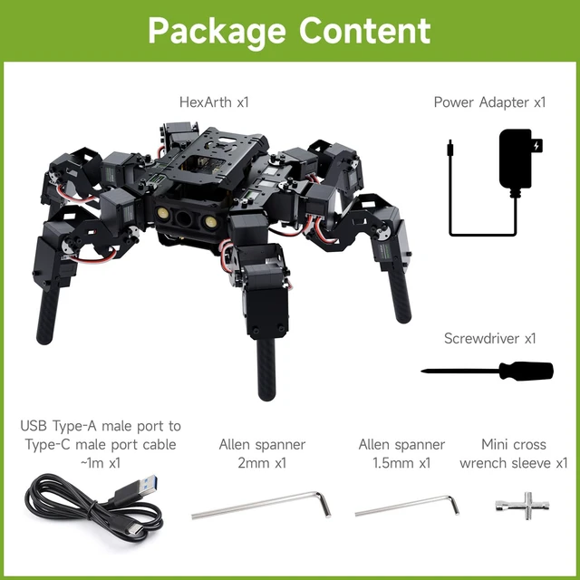Alt view image 2 of 7 - 18-DOF Hexapod Educational Robot Kit for Ages 18 and Above