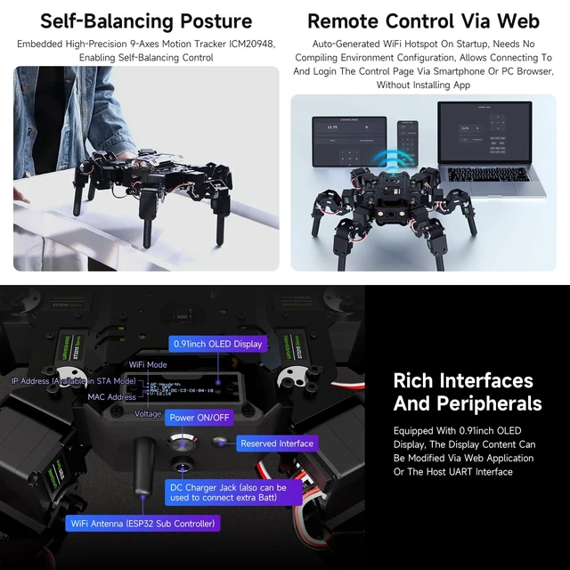 Alt view image 5 of 7 - 18-DOF Hexapod Educational Robot Kit for Ages 18 and Above