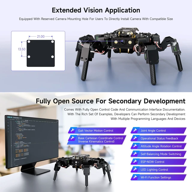 Alt view image 6 of 7 - 18-DOF Hexapod Educational Robot Kit for Ages 18 and Above