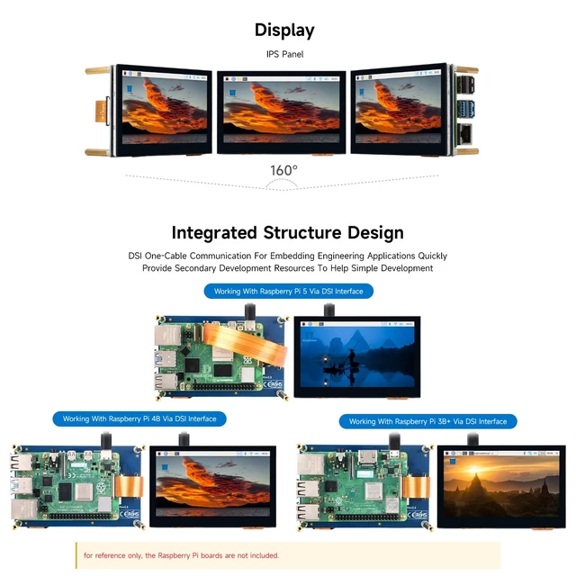 Alt view image 5 of 7 - 4.3inch QLED Display, Compatible with Raspberry Pi 5/4B/3B+/3A+/3B/2B/B+/A+/CM3/3+/4, DSI Interface, 800 × 480 Resolution, Integrated Structure,