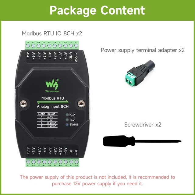 Alt view image 2 of 7 - 2PCS Industrial 8-Ch Digital Input & Output Module, DC 7~36V Wide Voltage Power Supply, Modbus RTU Protocol, Multiple Isolation Protection Circuits, Rail-Mount Support