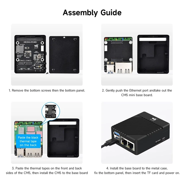Alt view image 7 of 7 - Mini Dual Gigabit Ethernet Base Board, Mini-Computer Kit, Compatible with Raspberry Pi Compute Module 5 (NOT Included), for All Variants of CM5, Comes with Case and Power Supply