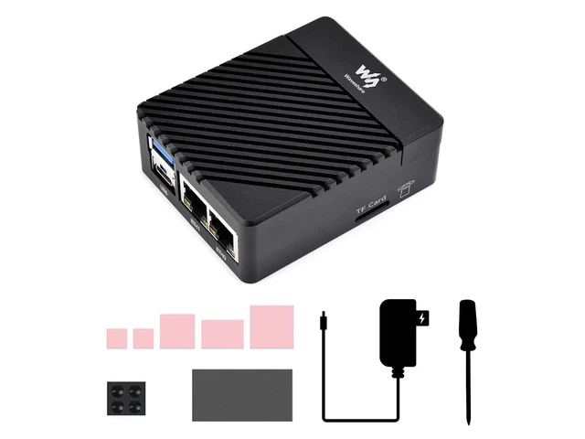 Alt view image 2 of 7 - Mini Dual Gigabit Ethernet Base Board, Mini-Computer Kit, Compatible with Raspberry Pi Compute Module 5 (NOT Included), for All Variants of CM5, Comes with Case and Power Supply