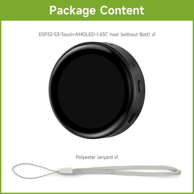 Alt view image 2 of 7 - ESP32-S3 1.43inch AMOLED Round Touch Display Development Board, 466 × 466, Supports AI Speech Interaction and Online LLM Platforms, Dual-core Processsor and 240MHz Frenquency, NO BAT