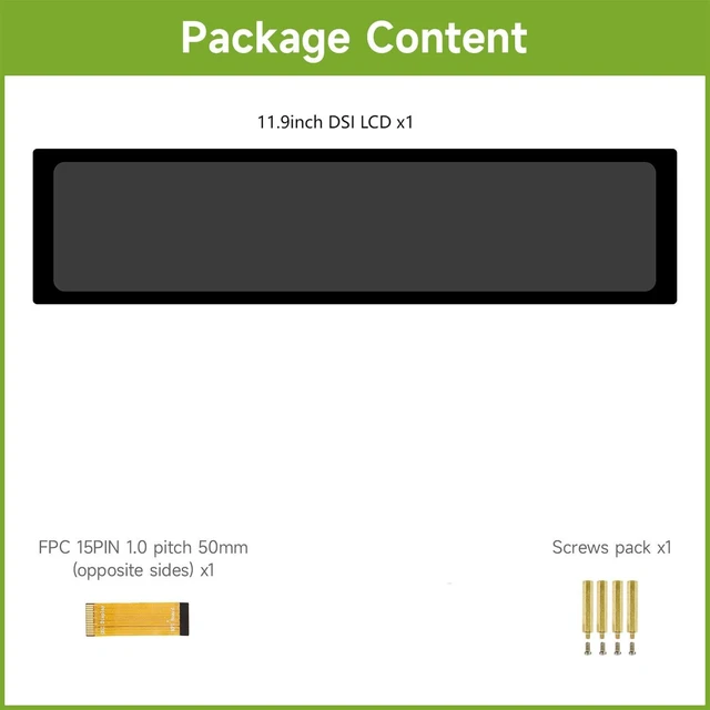 Alt view image 2 of 7 - 11.9inch Capacitive Touch Display Compatible with Raspberry Pi 5/4B/3B/Zero/Zero W/Zero 2W/Pico/Pico W/Pico WH, 320×1480 Resolution IPS DSI Interface