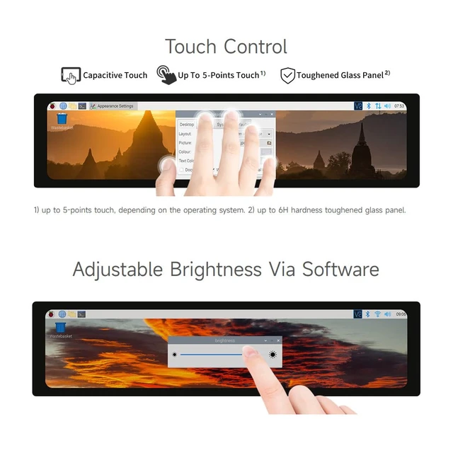 Alt view image 6 of 7 - 11.9inch Capacitive Touch Display Compatible with Raspberry Pi 5/4B/3B/Zero/Zero W/Zero 2W/Pico/Pico W/Pico WH, 320×1480 Resolution IPS DSI Interface