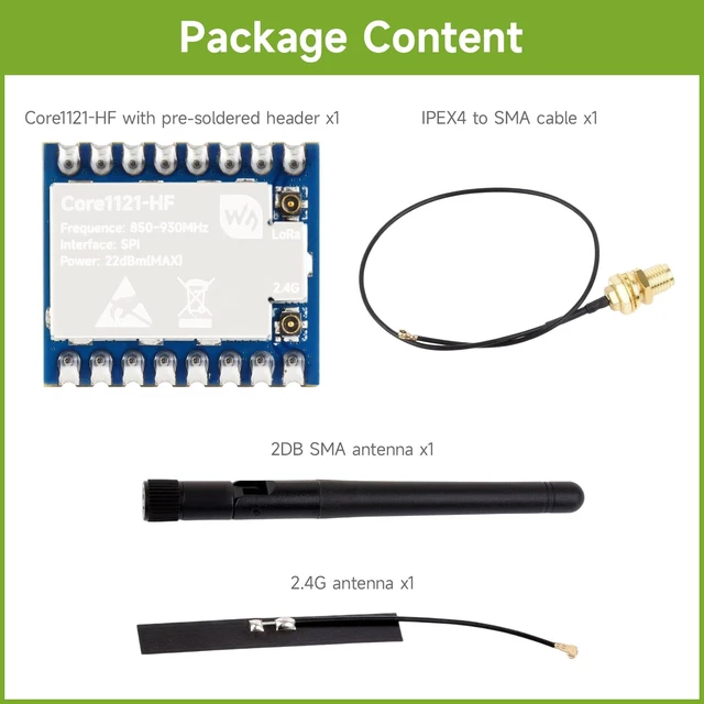Alt view image 2 of 7 - Core1121 HF Dual-Band LoRa Module, Based on Low-Power LR1121 Transceiver, Suitable for Sub-GHz and 2.4GHz Frequency Bands, with Pre-soldered Header