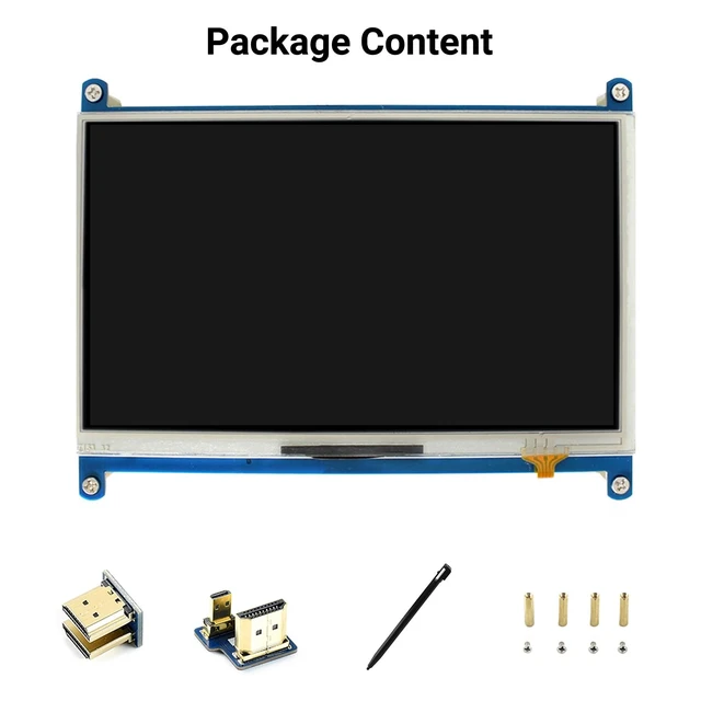 Alt view image 2 of 7 - 7inch Resistive Touch Screen LCD Compatible with Raspberry Pi 4B/3B+/3A+/2B/B+/A+/Zero/Zero W/WH/Zero 2W CM3+/4 Series Boards 1024×600 Resolution HDMI IPS Supports Windows