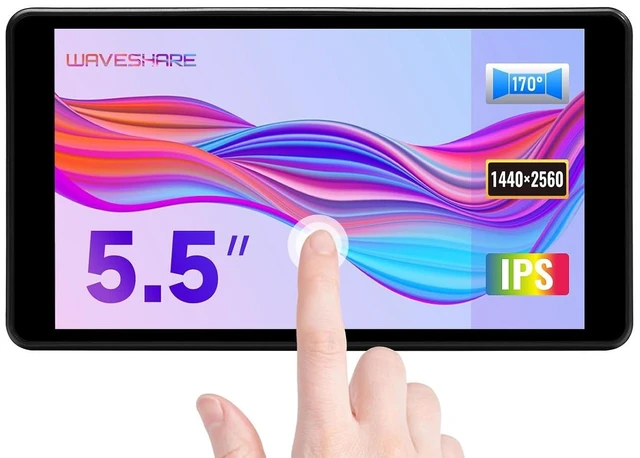 Main image of 5.5inch 2K Capacitive Touch LCD Display Compatible with Raspberry Pi 4B/3B+/Pi 3B/Zero 2w/Zero w and CM4 Supports Windows 11/10/8.1/8/7 Comes with Case