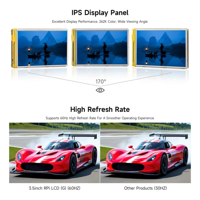 Alt view image 5 of 7 - 3.5inch Resistive Touch Display, Compatible with Raspberry Pi 5/4B/3B, Pi Pico, IPS Panel, 320×480, Immersion Gold Process, 262K Color