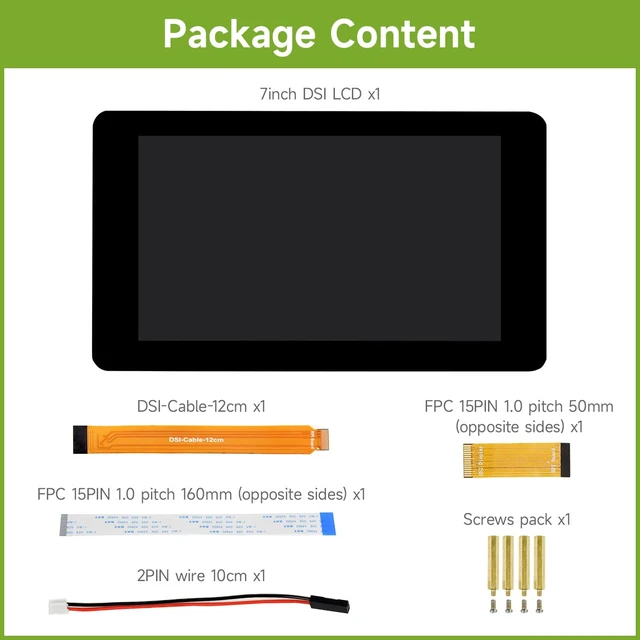 Alt view image 2 of 7 - 7inch Capacitive Touch Display, Compatible with Raspberry Pi 5/4B/3B/Zero/Zero W/Zero 2W/Pico/Pico W/Pico WH, 800×480, DSI Interface