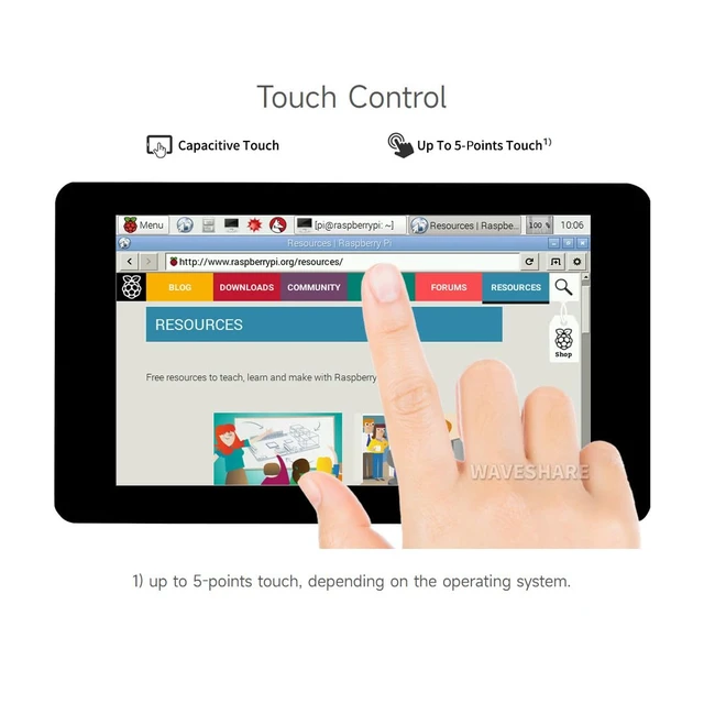 Alt view image 6 of 7 - 7inch Capacitive Touch Display, Compatible with Raspberry Pi 5/4B/3B/Zero/Zero W/Zero 2W/Pico/Pico W/Pico WH, 800×480, DSI Interface
