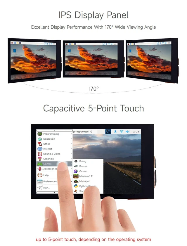 Alt view image 6 of 7 - 3.5inch IPS Capacitive Touch LCD Display, Compatible with Raspberry Pi 5/4B/3B/Zero/Zero W/Zero 2W/Pico/Pico W/Pico WH, 480×800, Adjustable Brightness