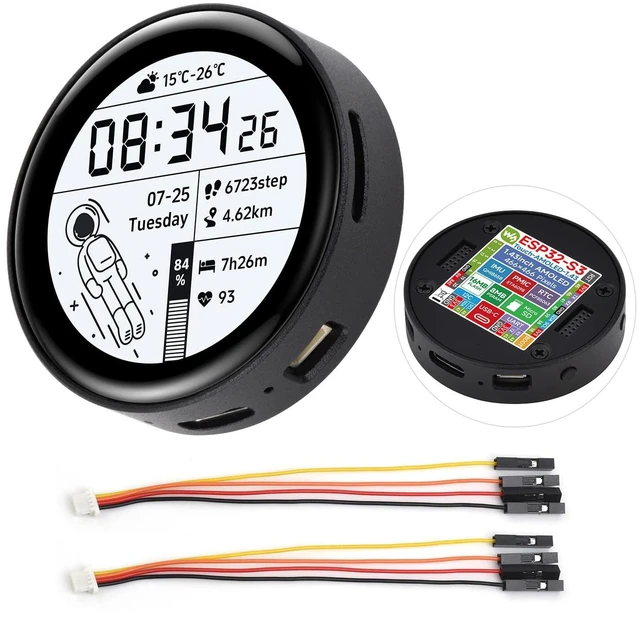Main image of ESP32-S3 1.43inch AMOLED Display Development Board, 466×466, QSPI Interface Round Display, Onboard Accelerometer and Gyroscope Sensor, RTC Chip, with Metal Case