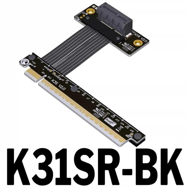 Alt view image 2 of 5 - PCIe 5.0 x16 to x1 Extension Cable 32 Gbps HighSpeed Riser Support Network Card, USB Card, Capture Card, SSD Adapter Card (K31SR-BK,25CM)