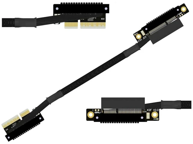 Main image of K22U PCIe 5.0 x4 Extension Cable Dual Reverse Side-Angled, Gen5 128Gbps High-Speed for Network Card SSD USB Card (30CM,K22UF-TL)