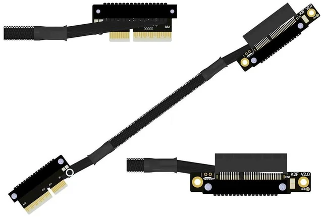 Main image of K22U PCIe 5.0 x4 Extension Cable Dual Reverse Side-Angled, Gen5 128Gbps High-Speed for Network Card SSD USB Card (30CM,K22UF-LL)