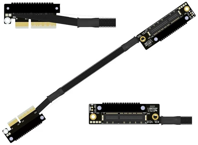Main image of K22U PCIe 5.0 x4 Extension Cable Dual Reverse Side-Angled, Gen5 128Gbps High-Speed for Network Card SSD USB Card (30CM,K22UL-RR)