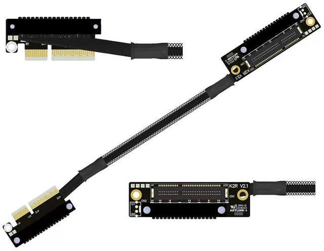 Main image of K22U PCIe 5.0 x4 Extension Cable Dual Reverse Side-Angled, Gen5 128Gbps High-Speed for Network Card SSD USB Card (30CM,K22UR-RR)