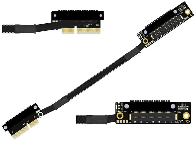 Main image of K22U PCIe 5.0 x4 Extension Cable Dual Reverse Side-Angled, Gen5 128Gbps High-Speed for Network Card SSD USB Card (30CM,K22UL-LL)